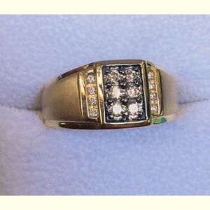 Men's 14K Yellow Gold Espresso and White Diamond Ring, 0.32 TCW Size 10